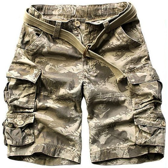 men's casual loose multi-pocket cargo shorts