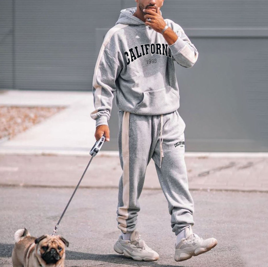 men california letter print drawstring waist sweatpants