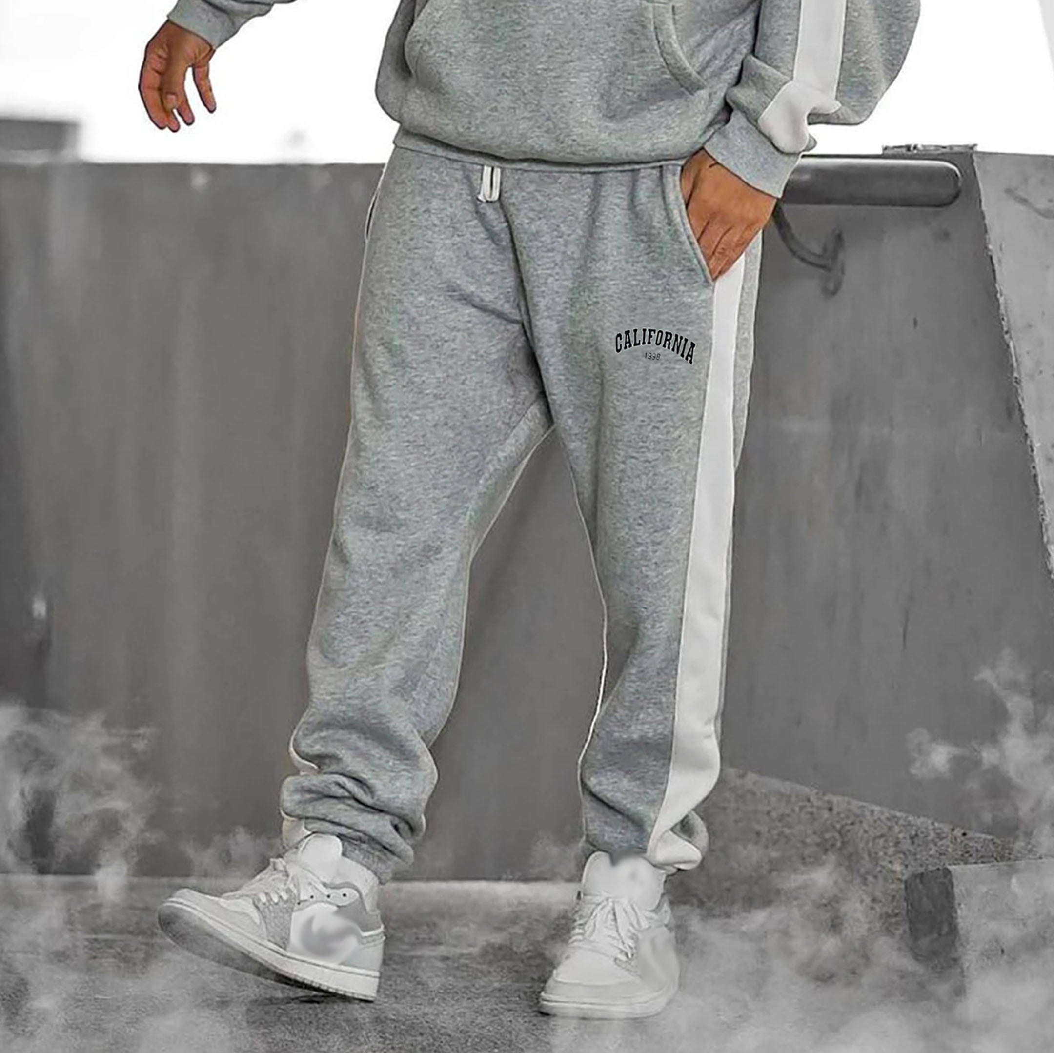 men california letter print drawstring waist sweatpants