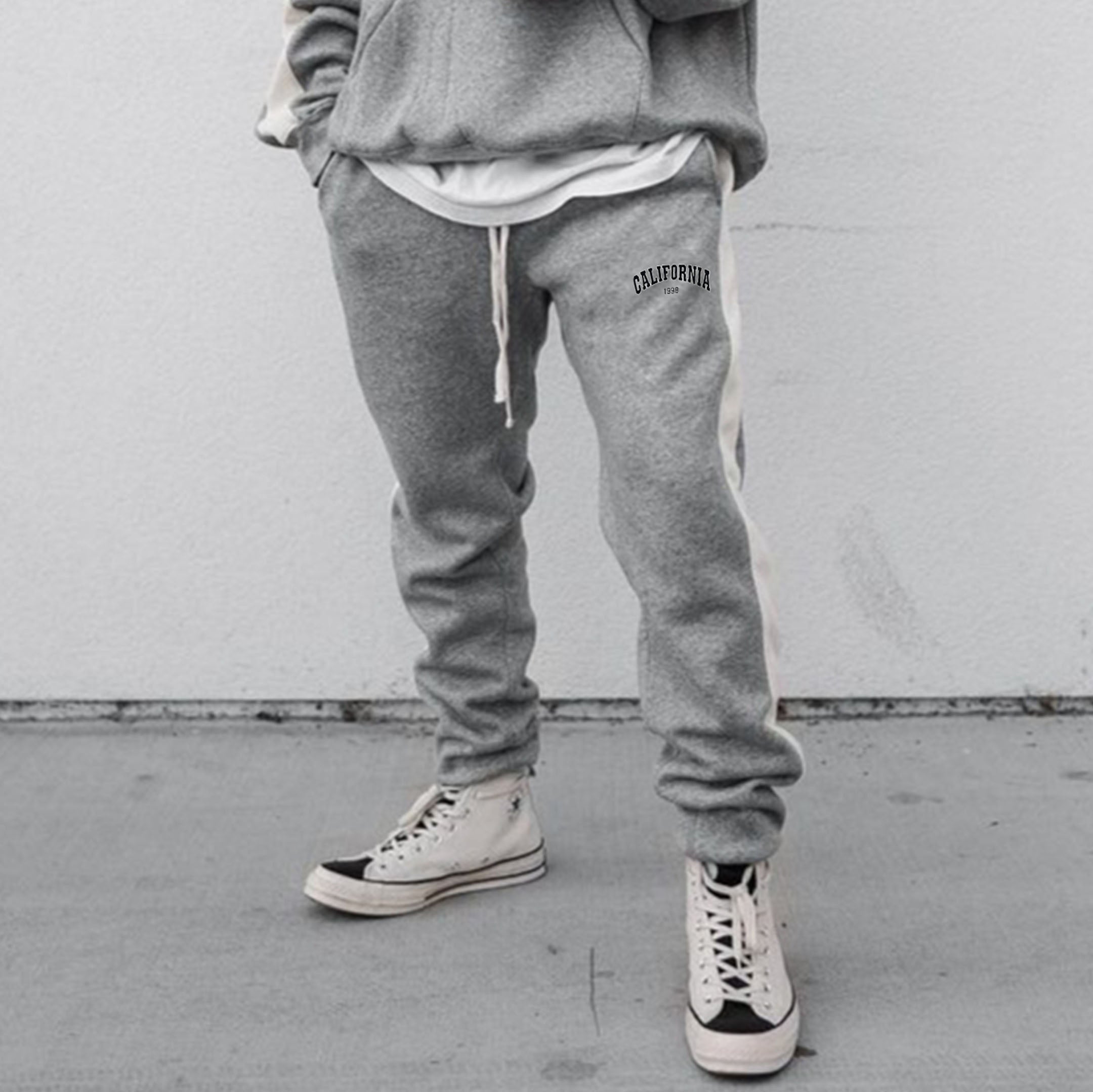 men california letter print drawstring waist sweatpants