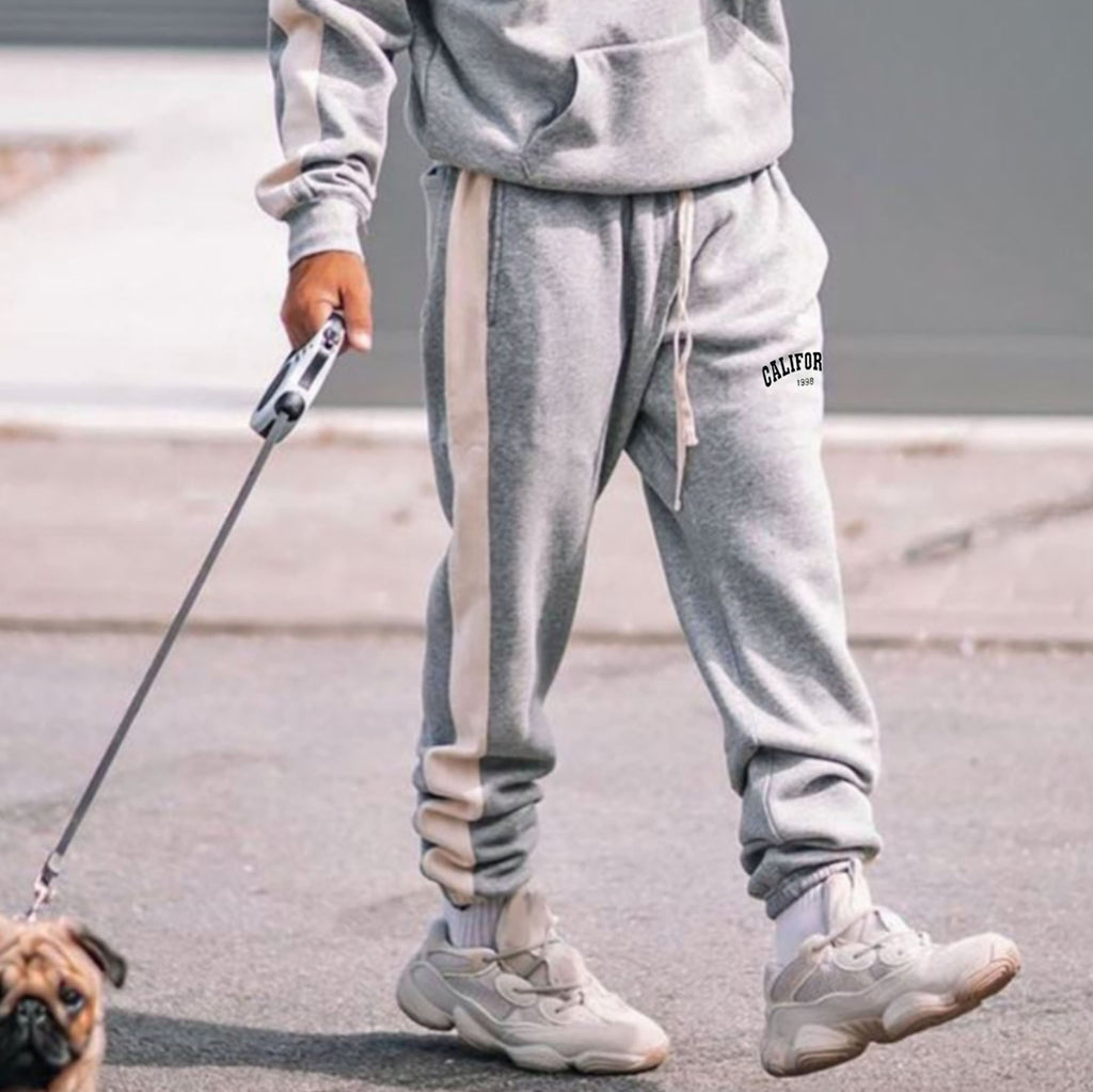 men california letter print drawstring waist sweatpants