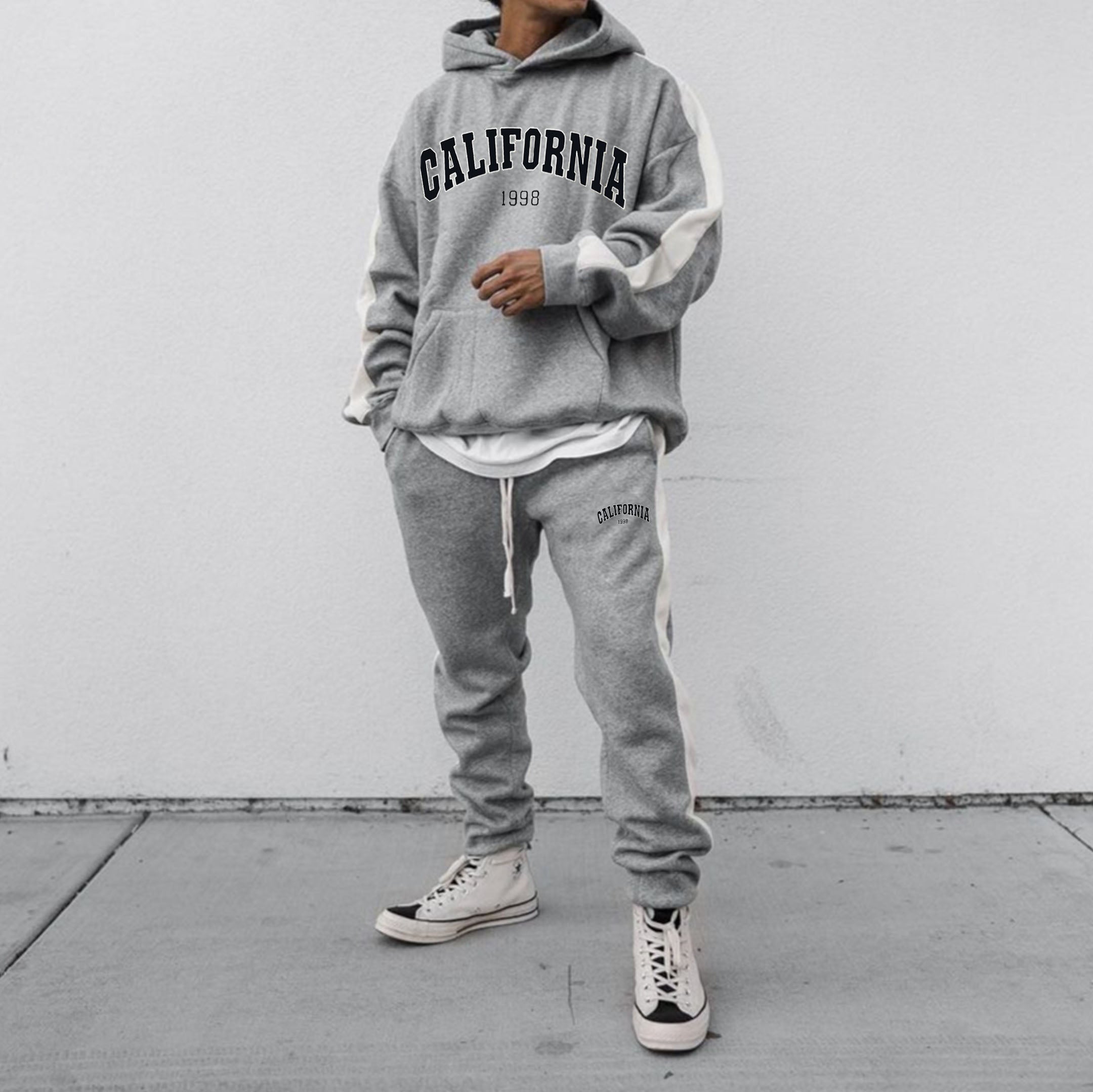 men california letter print drawstring waist sweatpants
