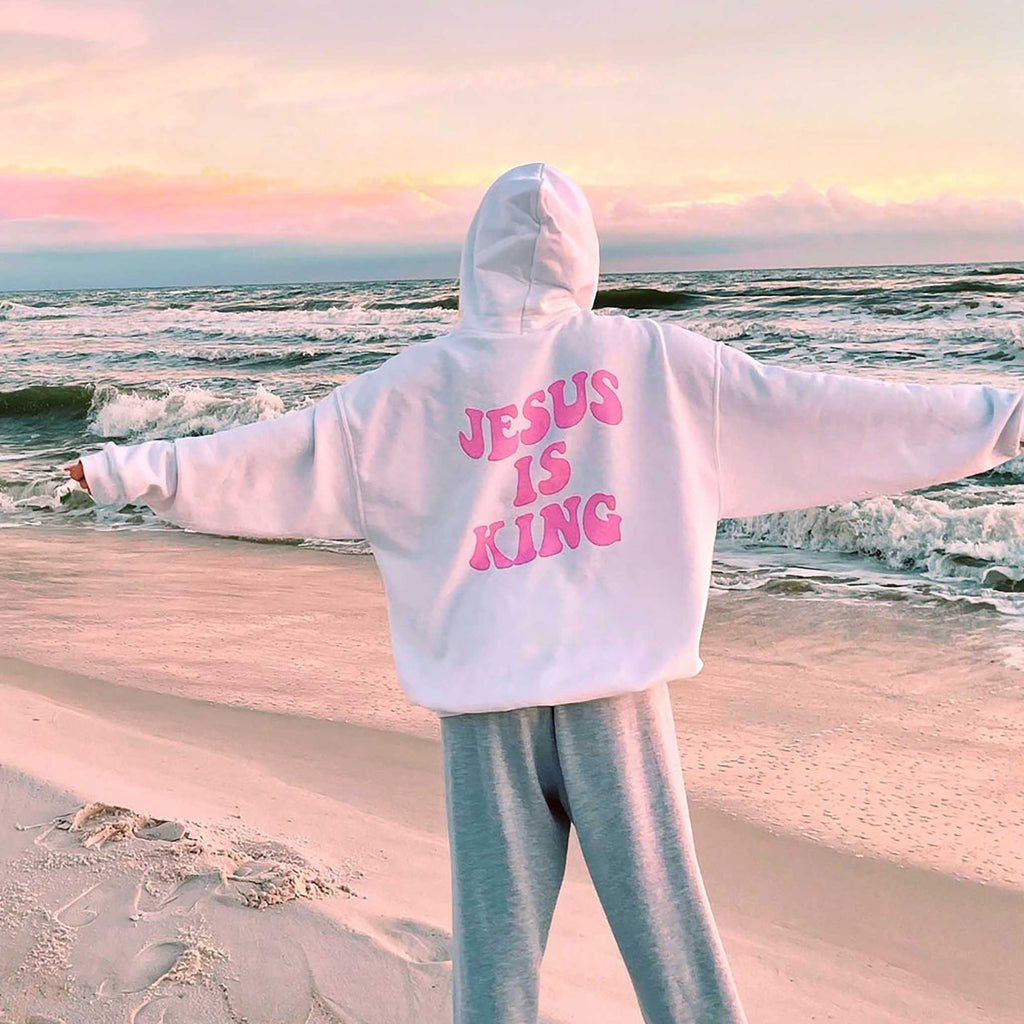 Jesus Is King Print Women's Casual Hoodie