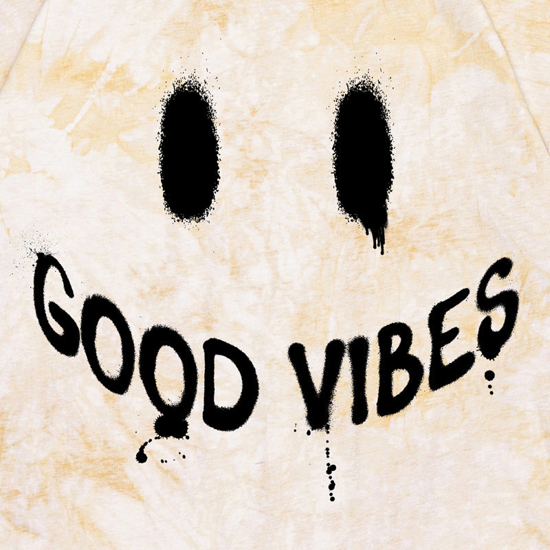 Spring/Summer Good Vibes Smiley Tie-dye T-shirt