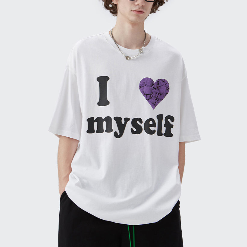 Loose Lettering Faux Embroidered Short Sleeve T-Shirt