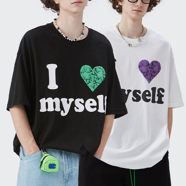 Loose Lettering Faux Embroidered Short Sleeve T-Shirt