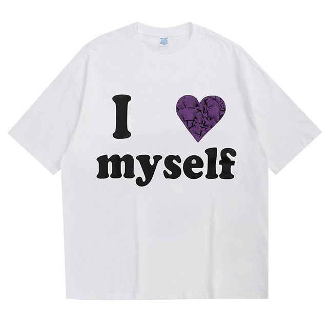 Loose Lettering Faux Embroidered Short Sleeve T-Shirt