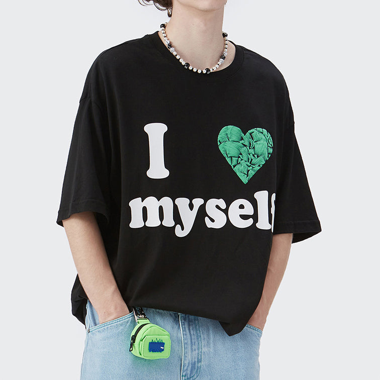 Loose Lettering Faux Embroidered Short Sleeve T-Shirt