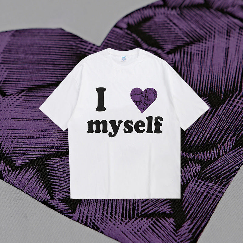 Loose Lettering Faux Embroidered Short Sleeve T-Shirt