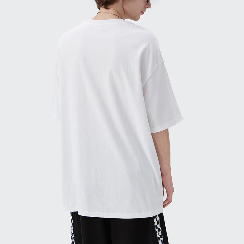 Loose Lettering Faux Embroidered Short Sleeve T-Shirt