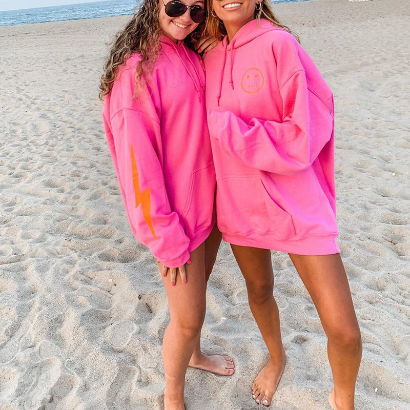 Fashion Long-sleeved Smiley Printed Hooded Sweatshirt