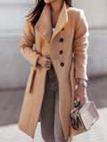 Fashion Solid Color Long-sleeved Casual Woolen Coat