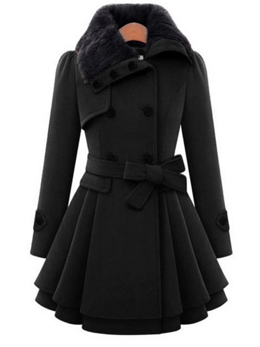 Fold-Over Collar Plain Coat