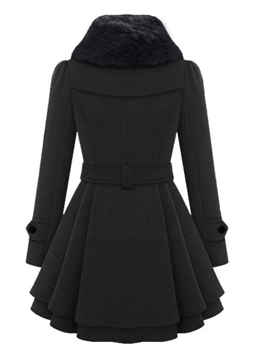 Fold-Over Collar Plain Coat