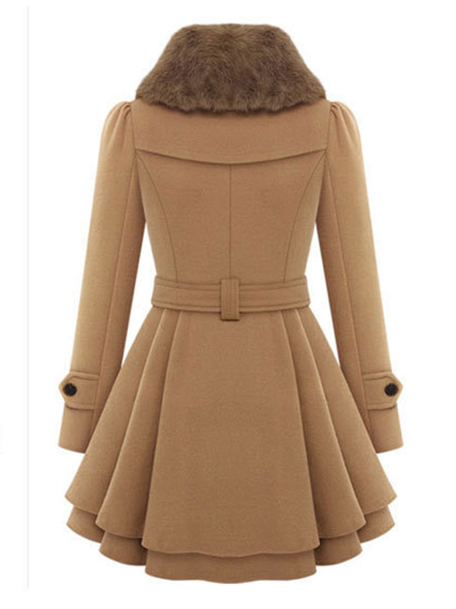 Fold-Over Collar Plain Coat