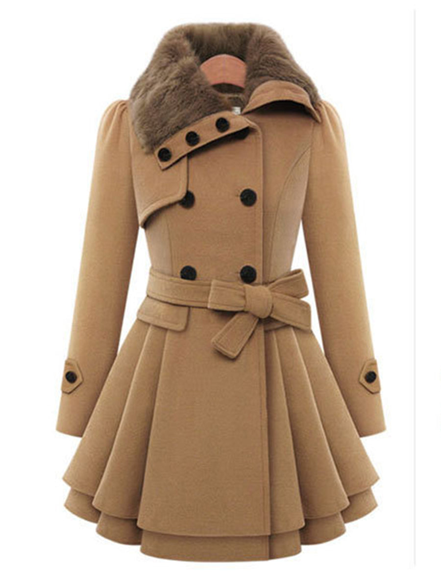 Fold-Over Collar Plain Coat