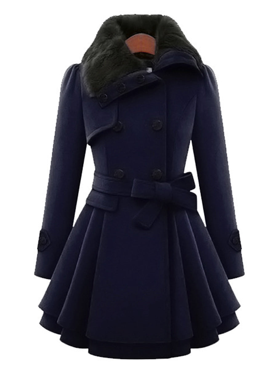 Fold-Over Collar Plain Coat