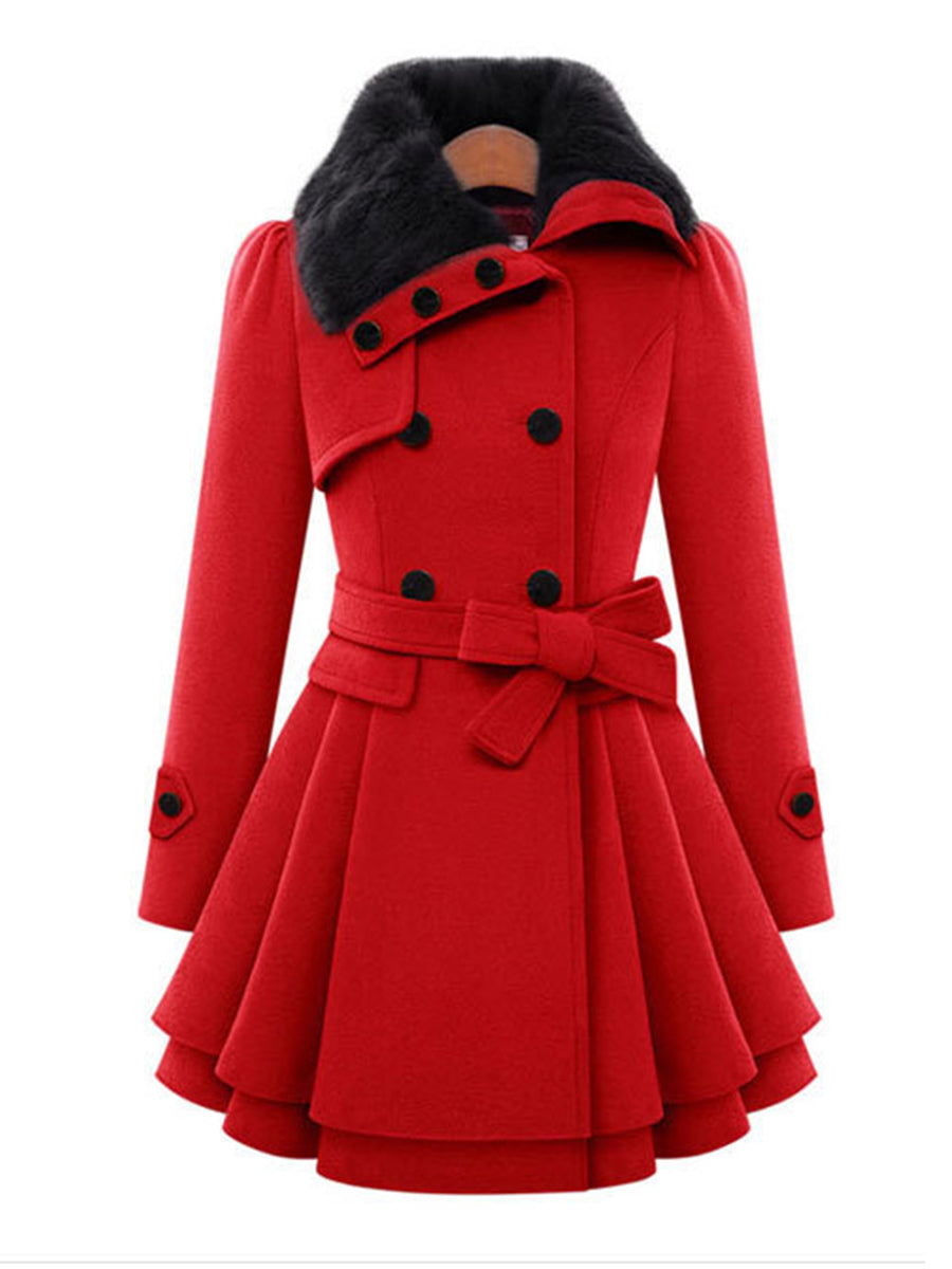 Fold-Over Collar Plain Coat