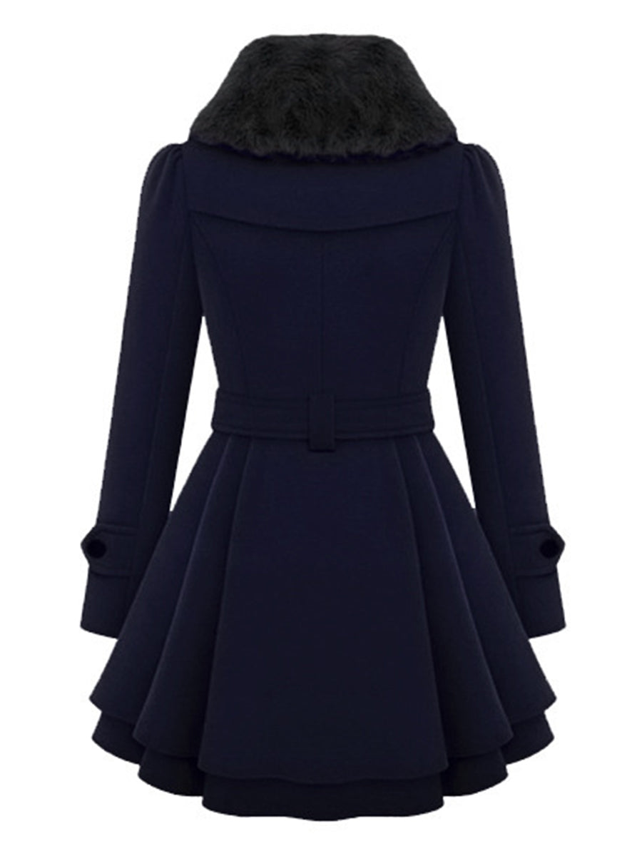 Fold-Over Collar Plain Coat