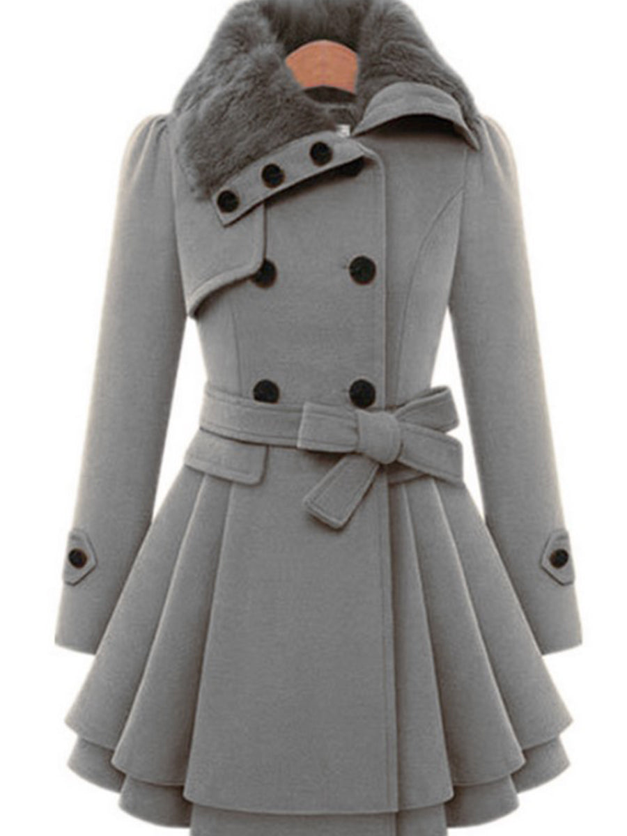 Fold-Over Collar Plain Coat