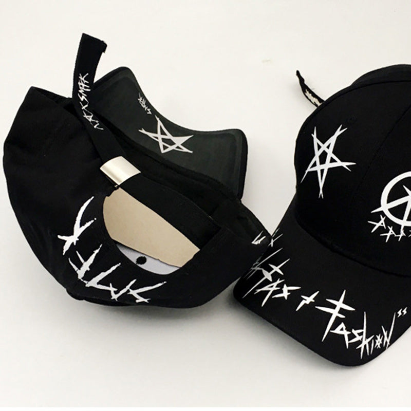 Hat Men's Korean Style Peaked Cap Hip-hop Cap Black And White Baseball Cap