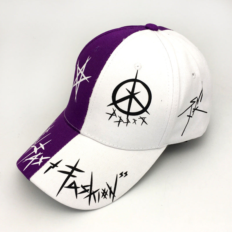 Hat Men's Korean Style Peaked Cap Hip-hop Cap Black And White Baseball Cap