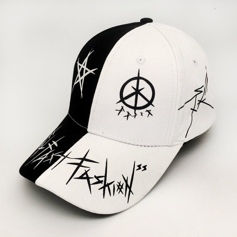 Hat Men's Korean Style Peaked Cap Hip-hop Cap Black And White Baseball Cap