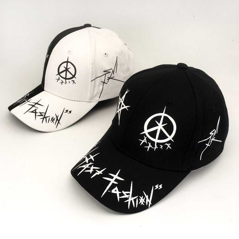Hat Men's Korean Style Peaked Cap Hip-hop Cap Black And White Baseball Cap
