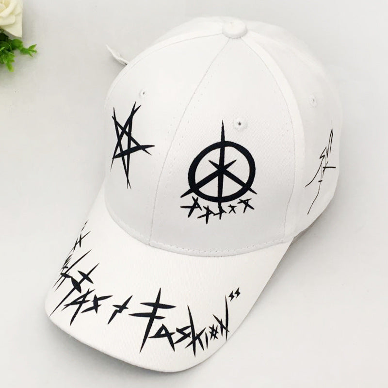 Hat Men's Korean Style Peaked Cap Hip-hop Cap Black And White Baseball Cap
