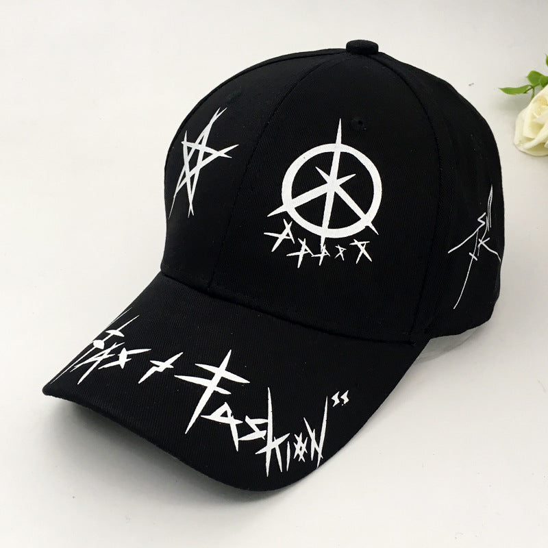 Hat Men's Korean Style Peaked Cap Hip-hop Cap Black And White Baseball Cap
