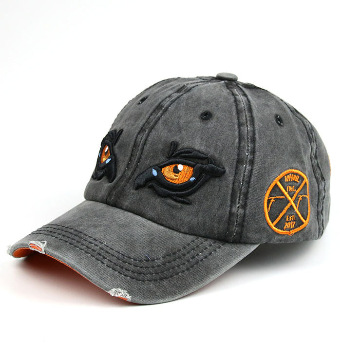 Men's Embroidered Distressed Denim Cap