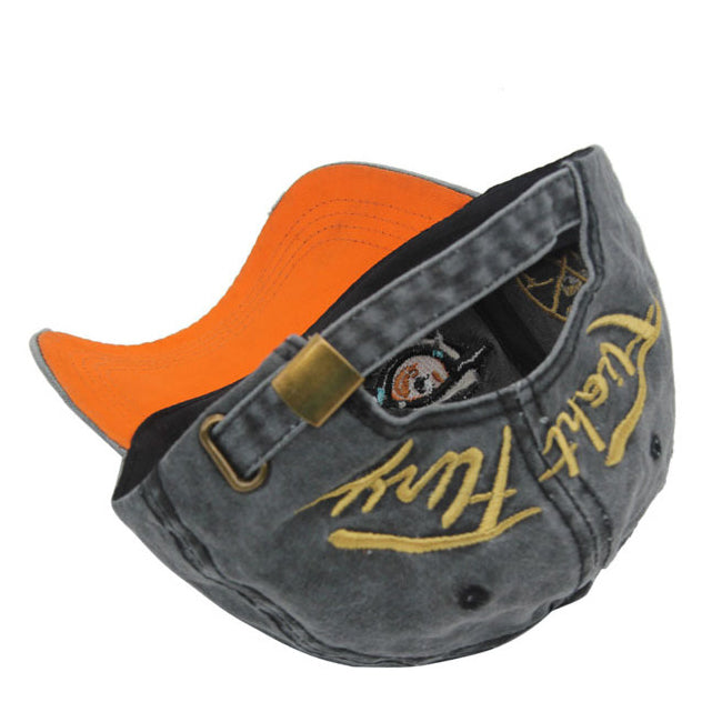 Men's Embroidered Distressed Denim Cap