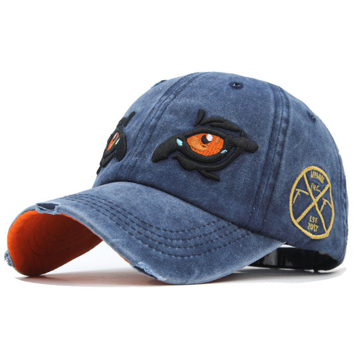 Men's Embroidered Distressed Denim Cap
