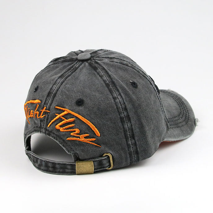 Men's Embroidered Distressed Denim Cap