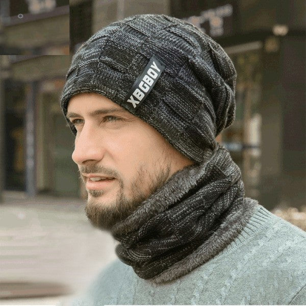 Men's Warm Outdoor Hat And Scarf Suit