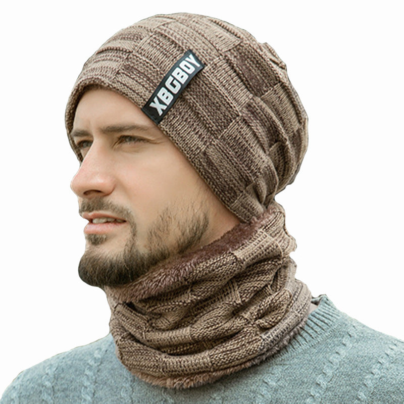 Men's Warm Outdoor Hat And Scarf Suit