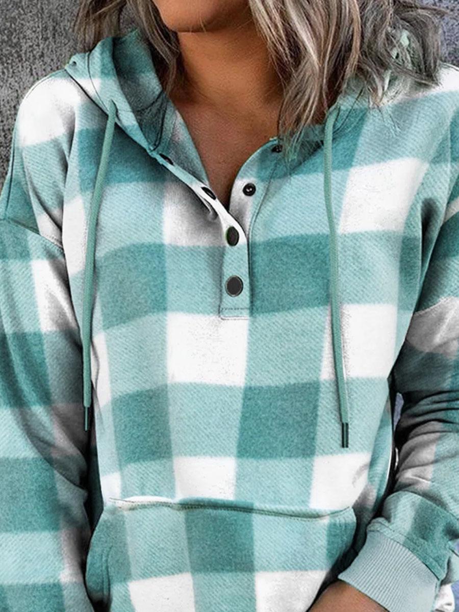 Plaid Casual Long-sleeved Hoodie