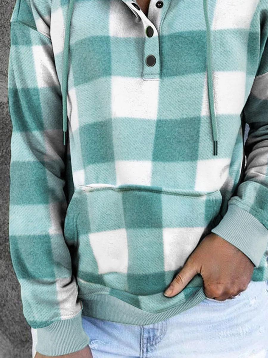 Plaid Casual Long-sleeved Hoodie