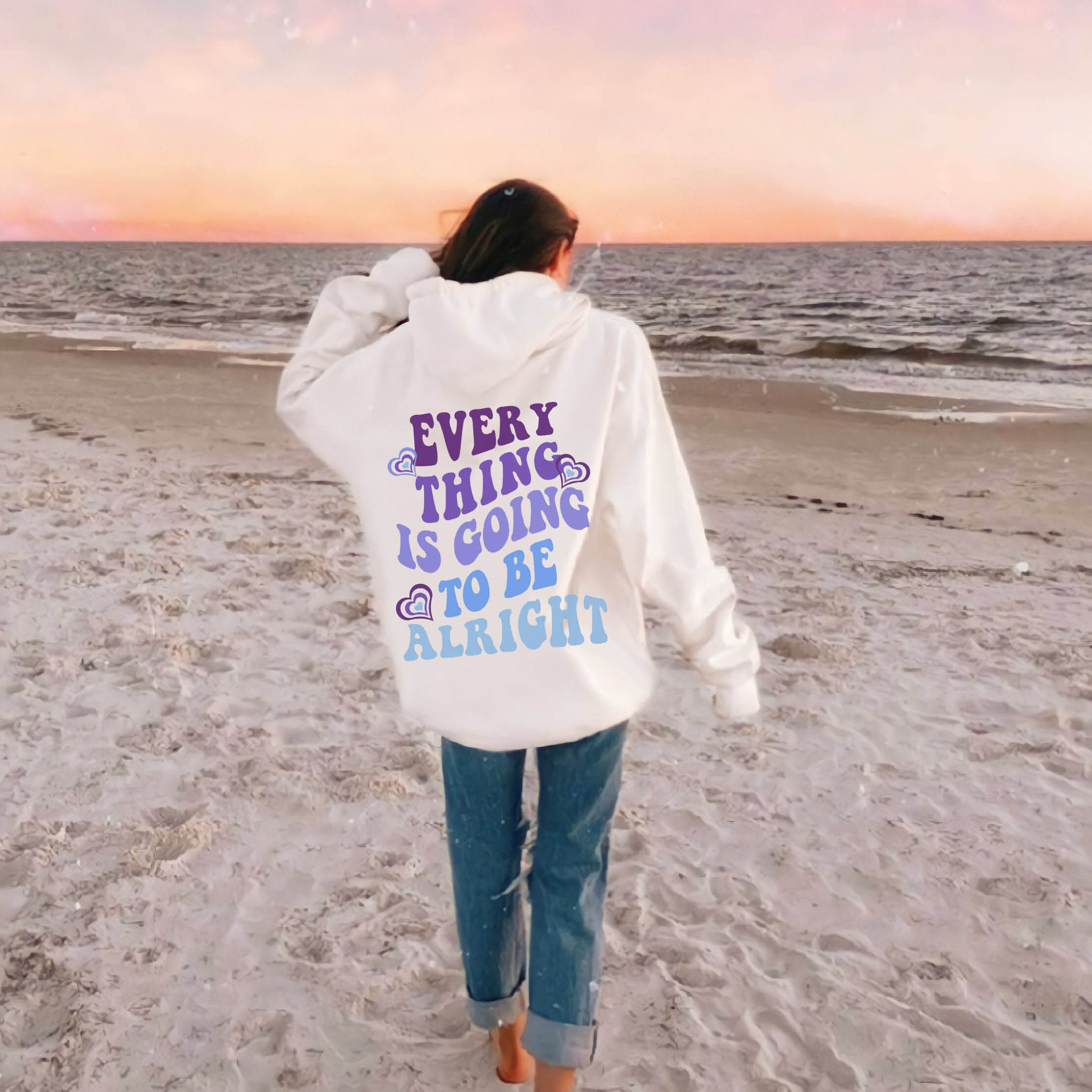 Everything Is Going To Be Alright Print Women's Casual Hoodie
