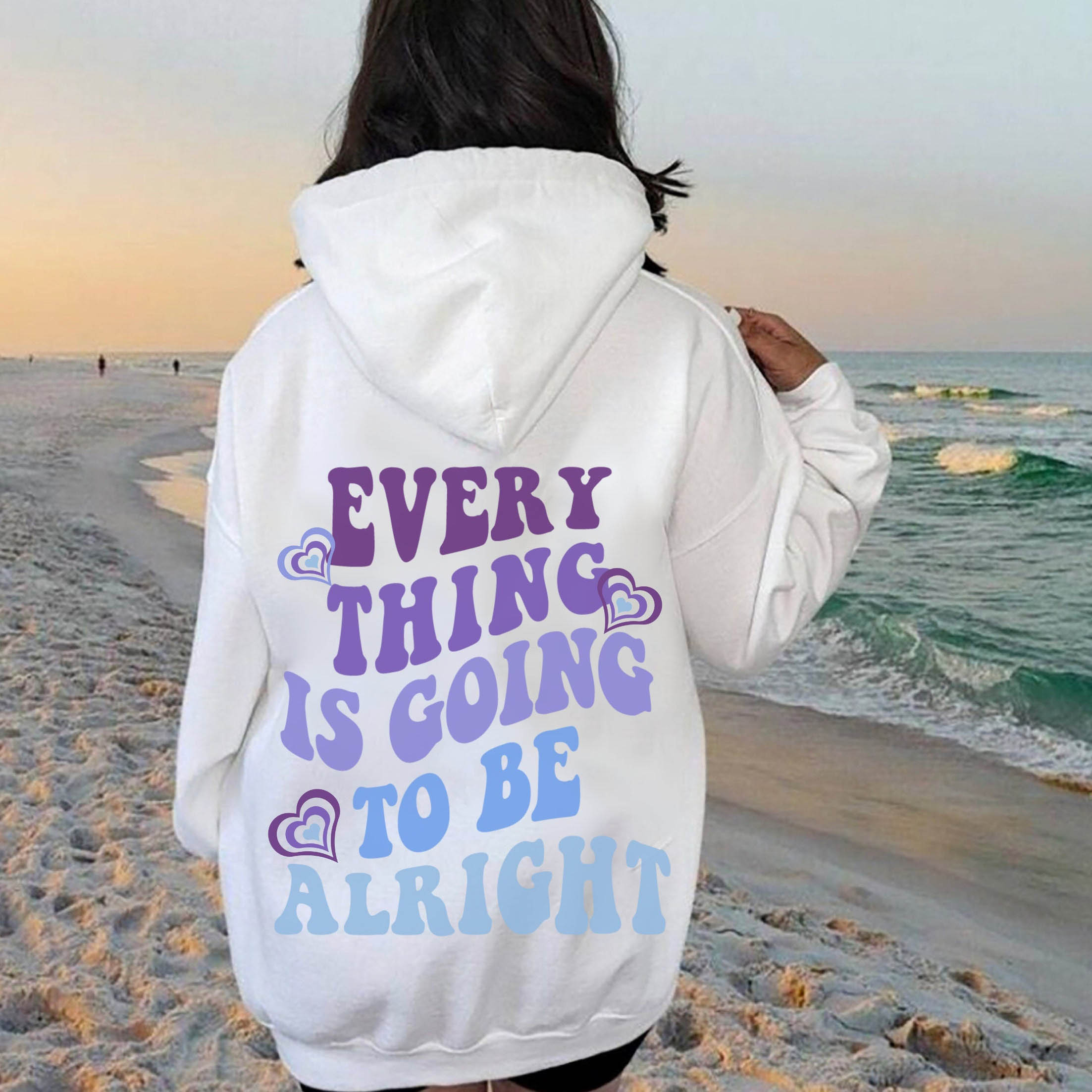 Everything Is Going To Be Alright Print Women's Casual Hoodie