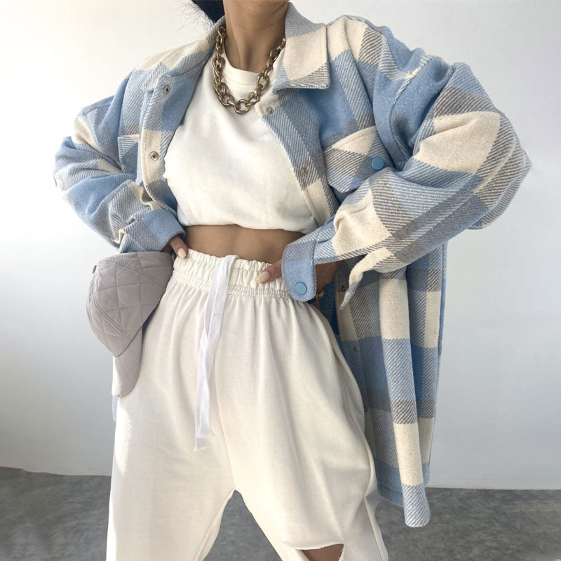 Checked Textured Long Sleeve Shirt/Jacket