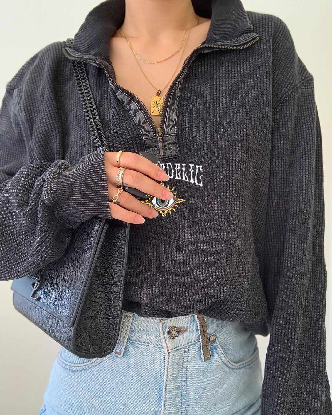 Modern Printed Color Long Sleeve Sweatshirt