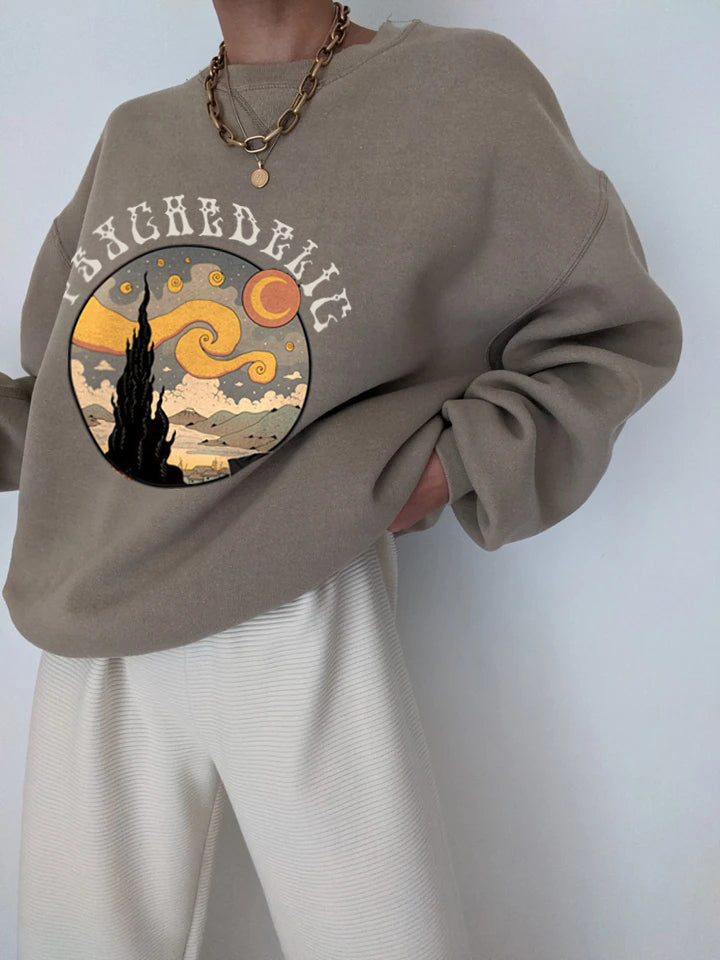 Starry Sky Print All-match Casual Loose Sweatshirt
