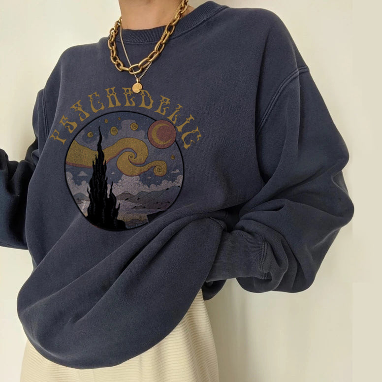 Starry Sky Print All-match Casual Loose Sweatshirt