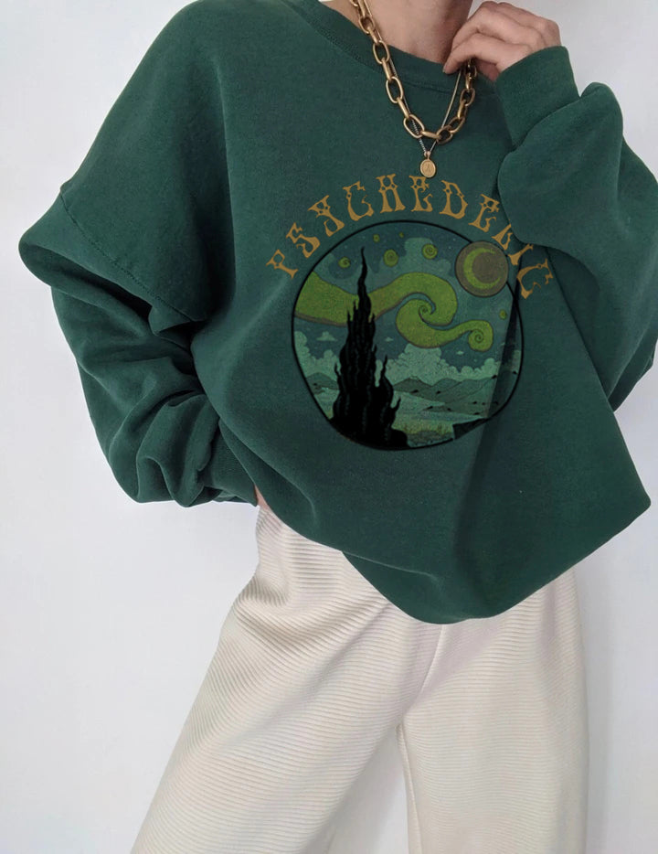 Starry Sky Print All-match Casual Loose Sweatshirt