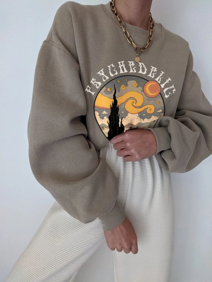 Starry Sky Print All-match Casual Loose Sweatshirt