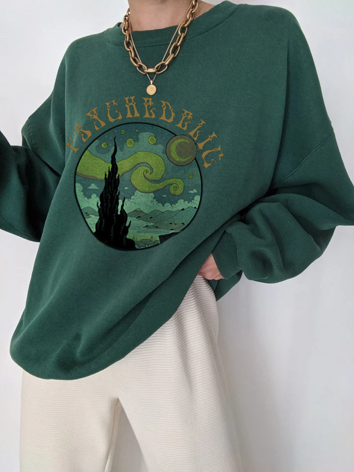 Starry Sky Print All-match Casual Loose Sweatshirt