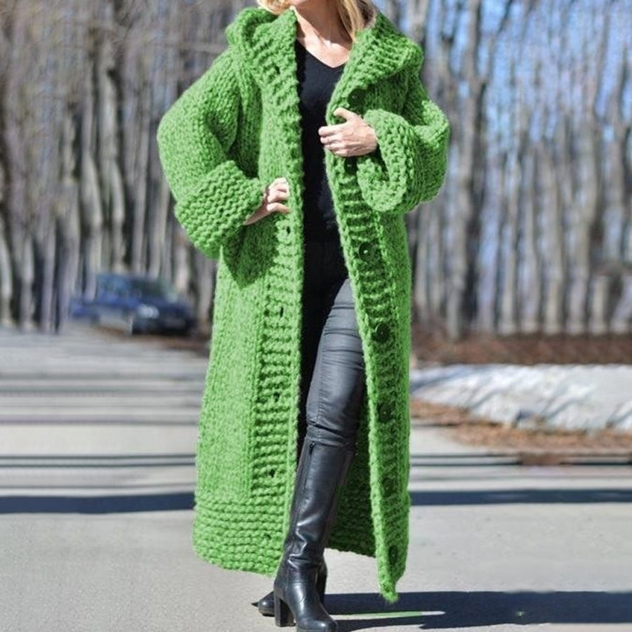 Chunky Knit Long Hooded Cardigan