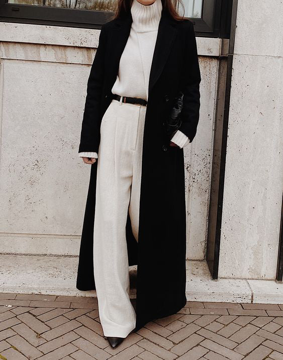 Loose Solid Color Long Sleeve Long Coat