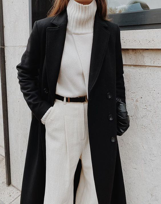 Loose Solid Color Long Sleeve Long Coat